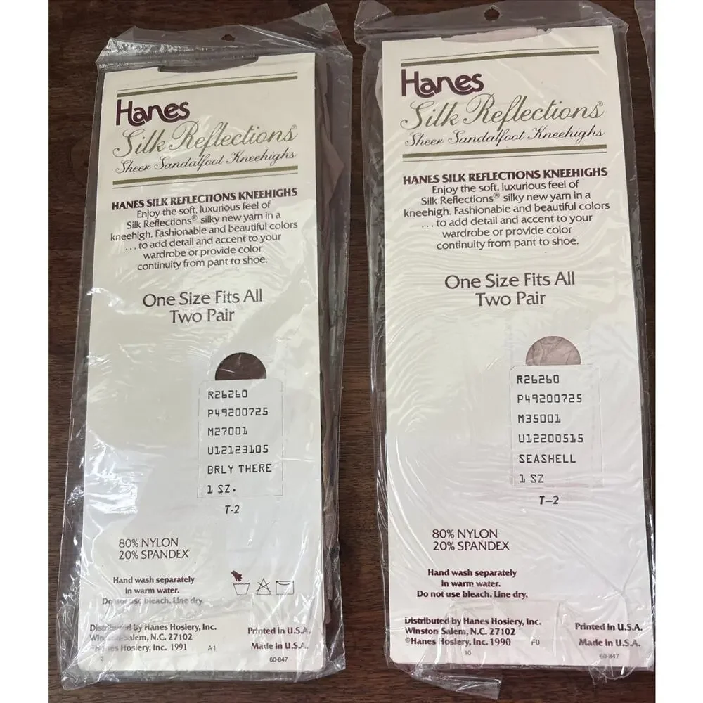 Hanes Silk Reflections Knee highs Pack of 2 Pairs Pearl Reinforced Toe Lot of 4